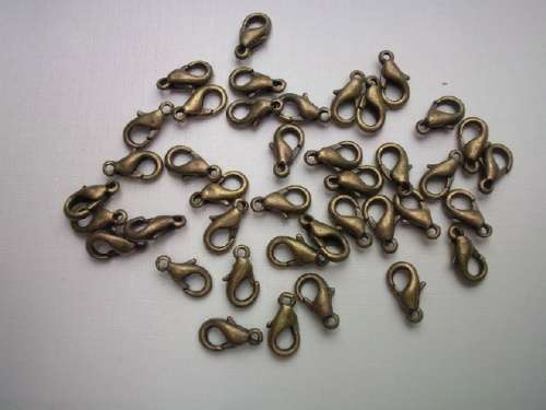 Findings, Clasp Bronze, Lobster Clasp, 10mm, ±10pc