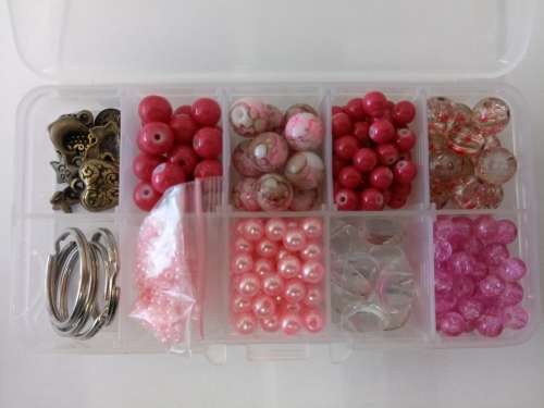 Beading Kit, Variety Of Beads, Charms, Semi Precious, Seedbeads, Acrylic And Stringing Material