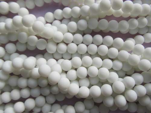 Glass Beads, Plain, Round, White, 8mm, ±52pc
