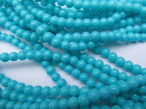 Glass Beads, Plain, Round, Dark Turquoise, 10mm, ±34pc