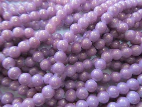 Glass Beads, Fancy, Round, Glitter Purple, 8mm, ±52pc