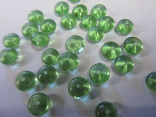 Glass Beads, Plain, Rondelle, Green, 5mm x 8mm, ±25pc