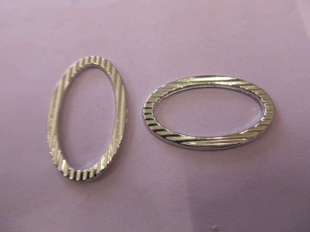 Findings, Connector, Oval, Rhodium Plated, Metal, Nickel, 45mm x 27mm, 4pc