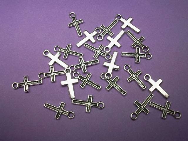 Charms, Cross, Metal, Nickel, 15mm, 5pc