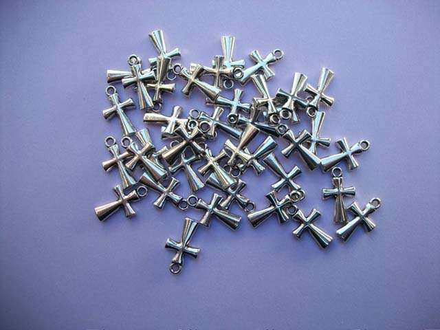 Charms, Cross, Metal, Nickel, 19mm x 16mm, 4pc