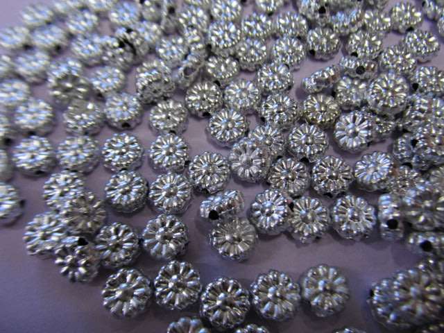 Spacers, Flower, Acrylic, Nickel, 8mm, ±30pc