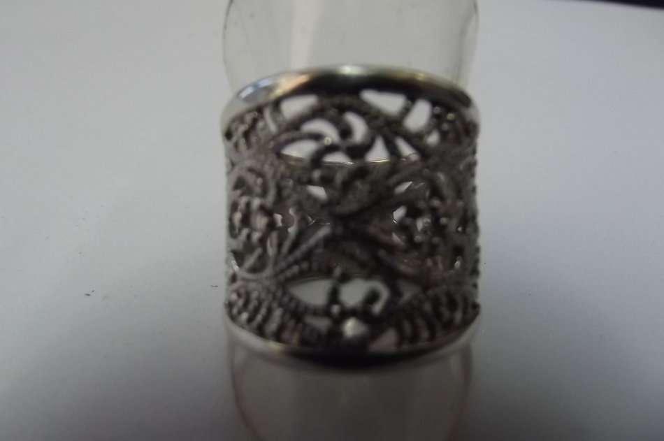 Fine Jewellery, Filigree Ring, Silver, Stamped 925, Size - Inside 18,5mm Top Width 21mm