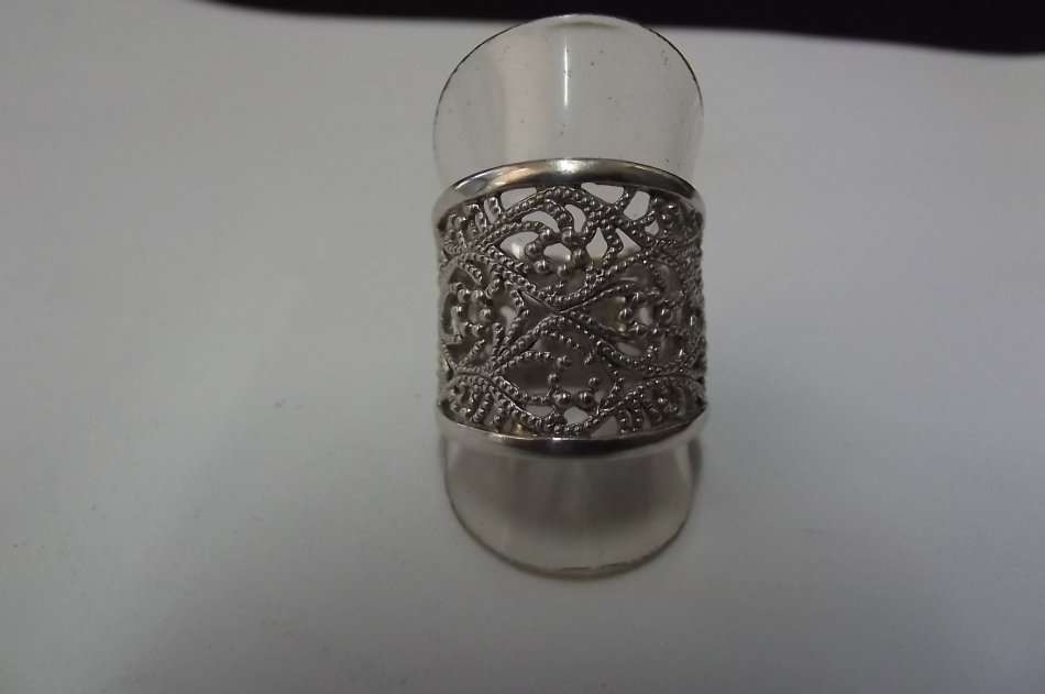 Fine Jewellery, Filigree Ring, Silver, Stamped 925, Size - Inside 18,5mm Top Width 21mm