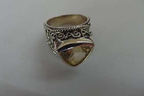 Fine Jewellery, Ring With Lemon Quartz, Silver, Stamped 925, Size Inside 18,5mm