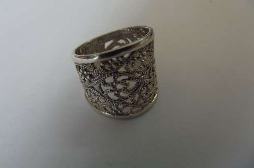 Fine Jewellery, Filigree Ring, Silver, Stamped 925, Size - Inside 18,5mm Top Width 21mm