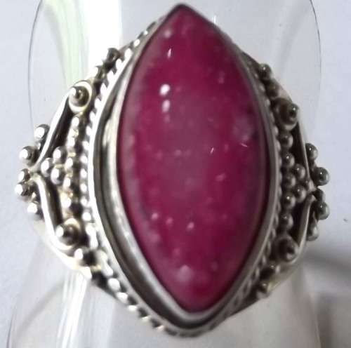 Fine Jewellery, Ring, Sterling Silver 925, Pink Druzy Stone, Size 18,25mm