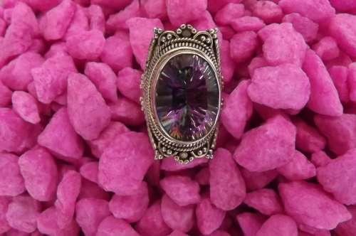 Fine Jewellery, Ring, Silver, Stamped 925, Mistique Topaz, Size 18mm - Top 30mm Wide
