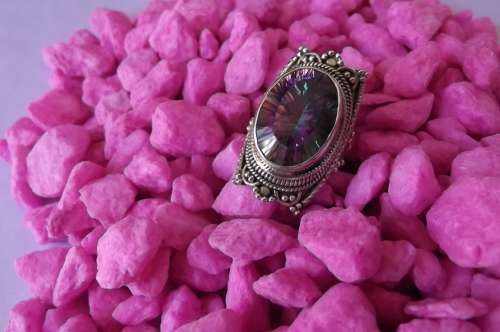 Fine Jewellery, Ring, Silver, Stamped 925, Mistique Topaz, Size 18mm - Top 30mm Wide