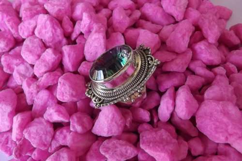 Fine Jewellery, Ring, Silver, Stamped 925, Mistique Topaz, Size 18mm - Top 30mm Wide