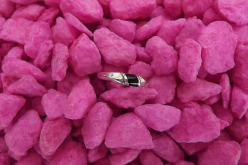 Fine Jewellery, Ring, Silver, Stamped 925, Black Onyx Inlay, Size 15mm