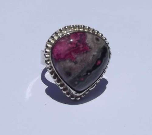 Fine Jewellery, Ring, Silver, Stamped 925, Semi-Precious Rhodonite Stone, Ring Size 17,3mm