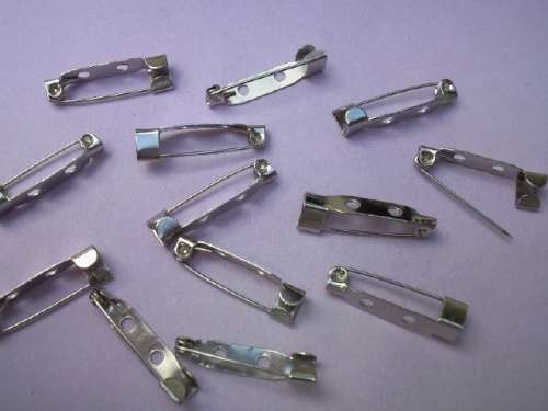 Beading & Jewellery Making, Brooch Back, Nickel, 4pc, 25mm