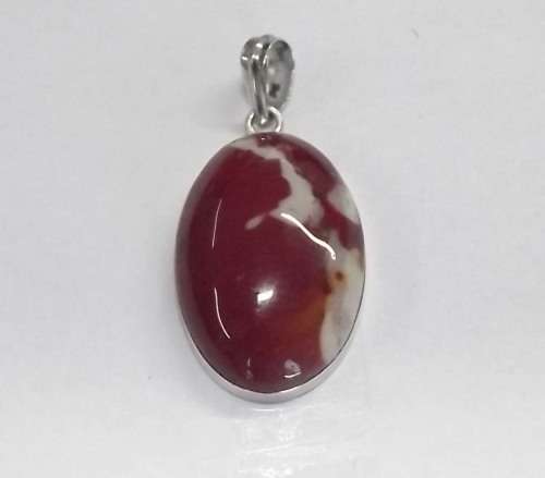 Fine Jewellery, Silver 925 Pendant Bail, Brecciated Jasper, 37mm Incl Bail