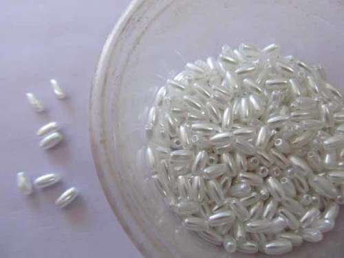 Beading and Jewellery Making, Acrylic Beads, Oval Pearl, White, 6mm, ±40pc