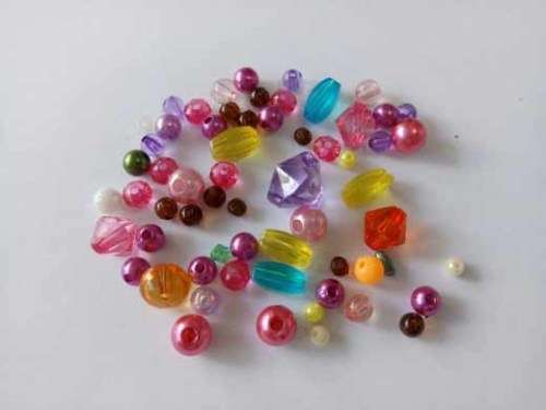 Beading & Jewellery Making, Acrylic Beads, Mixed Shapes - Sizes - Colours, ±50pc