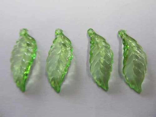 Beading and Jewellery Making, Acrylic Shapes, Leaf, Green, 30mm x 11mm, 6pc