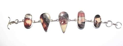 Fine Jewellery, Bracelet, Silver, Stamped 925, Pink Botswana Agate , Size 18cm + Extender