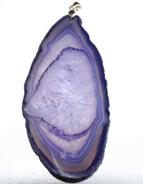Fine Jewellery, Pendant, Silver, Stamped 925, Purple Agate Slice, 92mm incl Bail