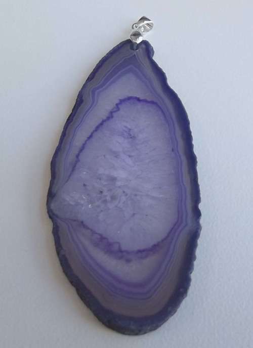 Fine Jewellery, Pendant, Silver, Stamped 925, Purple Agate Slice, 92mm incl Bail