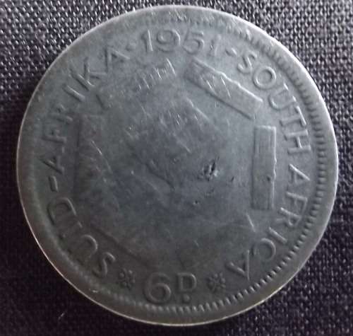 6 Pence, South Africa, 1951, Silver, Condition As Per Photo
