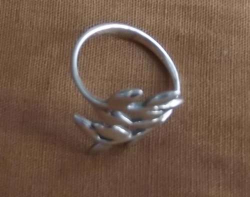 Fine Jewellery, Ring, Silver, Stamped 925, Leaf Design, Size 16mm