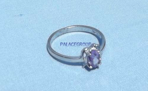 Fine Jewellery, Ring, Silver, Stamped 925, Oval Facet Violet Sapphire, 6.1mm x 4.5mm, Size 16,5mm