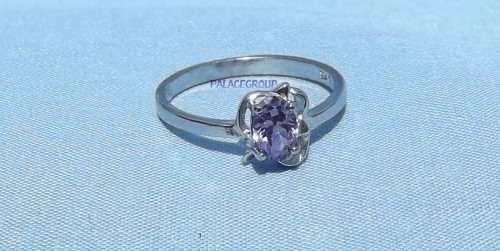 Fine Jewellery, Ring, Silver, Stamped 925, Oval Facet Violet Sapphire, 6.1mm x 4.5mm, Size 16,5mm