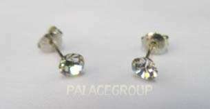 Fine Jewellery, Silver 925, Earring Set, CZ 5mm, Stud Type With Butterfly, 1 Pair