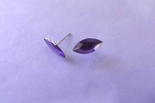 Fashion Jewellery, Stud Type Earrings With Plastic Bullet Clutch, Purple, 15mm x 7mm