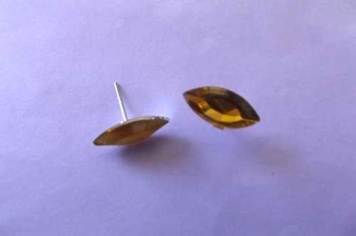 Fashion Jewellery, Stud Type Earrings With Plastic Bullet Clutch, Orange, 15mm x 7mm