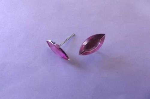 Fashion Jewellery, Stud Type Earrings With Plastic Bullet Clutch, Pink, 15mm x 7mm