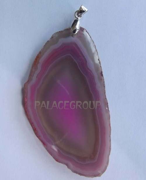 Fine Jewellery, Pendant, Silver Bail Stamped 925, Pink Agate, 75mm