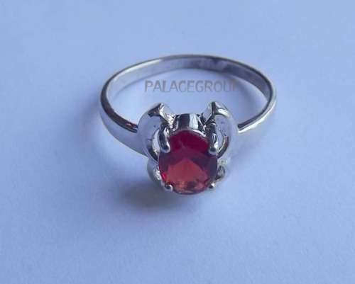 Fine Jewellery, Ring, Silver, Stamped 925, Simulated Ruby, Size 17.50mm
