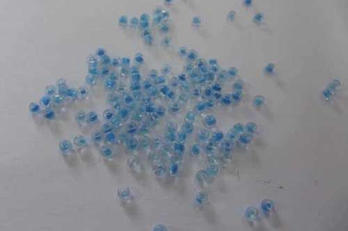 Glass Beads, Seedbeads, 8/0, Clear With Blue Centre, 12gr