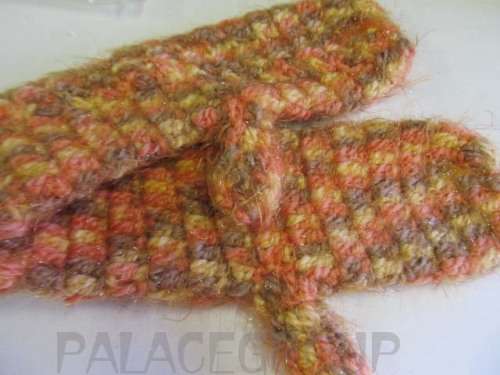 Mittens And Scarf, One Size Fits All, Knitted, Wool, Warm Winter Colours