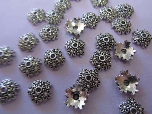 Findings, Beadcaps Nickel, Metal, Daisy Design, 11mm, ±10pc