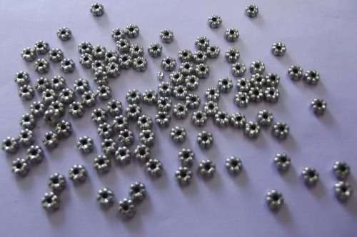 Findings, Spacers, Nickel, Acrylic, Rhodium Plated, 4mm, ±30pc