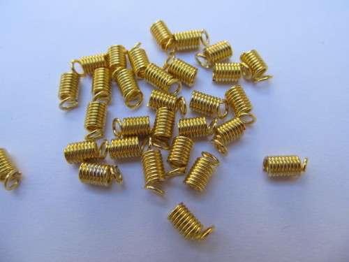 Findings End Pieces Spiral Leather Crimp Metal Gold 7mm x 4mm ±50pc