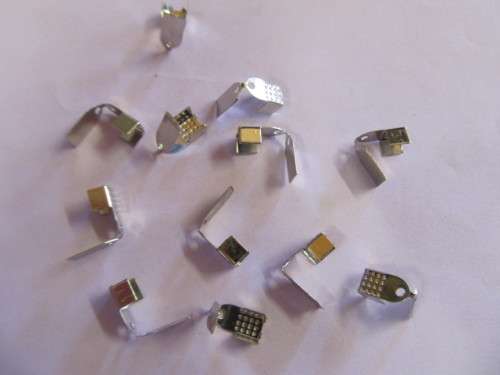 Findings End Pieces Spiral Leather Crimp Metal Nickel 11mm x 6mm ±30pc