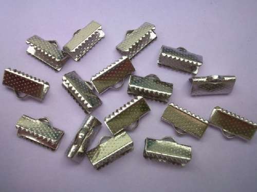 Findings End Pieces Ribbon Crimp Metal Nickel 7mm x 13mm ±30pc