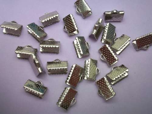 Findings End Pieces Ribbon Crimp Metal Nickel 7mm x 10mm ±30pc