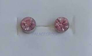 Fine Jewellery, Silver 925, Earring Set, 5mm Light Pink Crystal, Stud Type With Butterfly