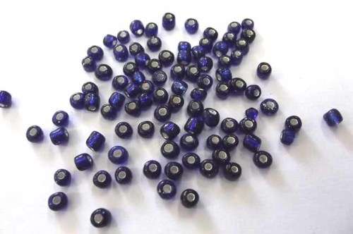 Beading Supplies, Seedbeads, Foil Lined, Navy, 6/0, 13gr