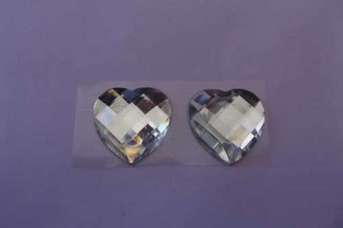 Glitter, Metallic and Bling, Rhinestones, Heart, Silver, 25mm, 2pc