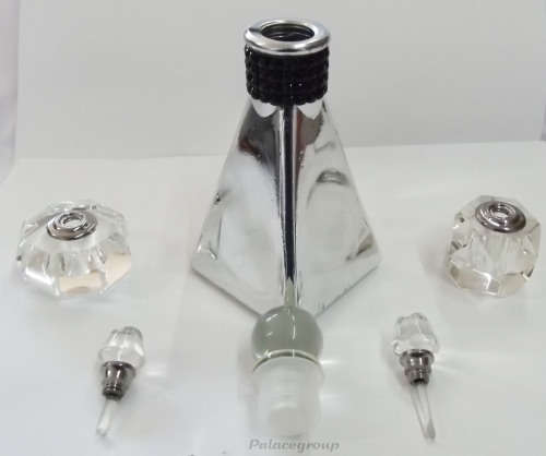 Perfume And Scent Bottles, Glass, Clear x 2 ±55mm, 1 x Silver Colour Glass Bottle As Per Photos